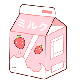 id: a cartoon drawing of a carton of strawberry milk